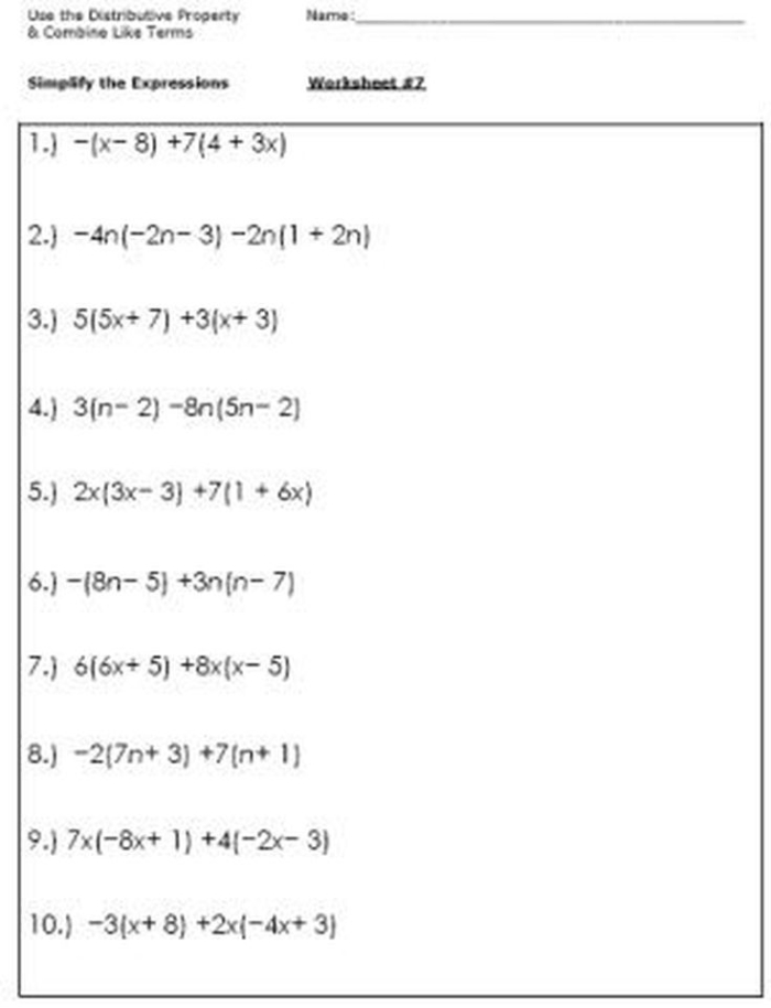 Algebra worksheet: Writing Expressions with Variables for fifth graders Worksheet featuring a fifth-grade algebra exercise on writing expressions with variables