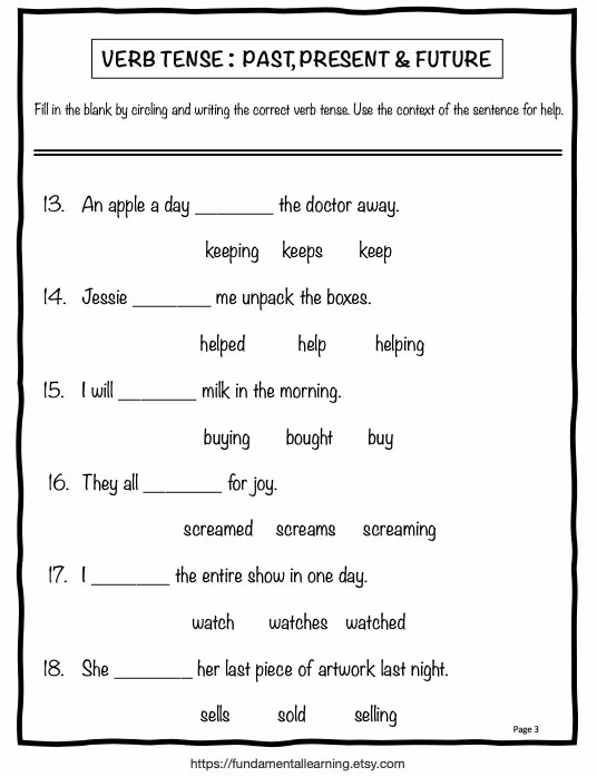 Show What You Know About Verb Tense Worksheet 19 Fifth grade students completing a worksheet about identifying and correcting verb tense errors