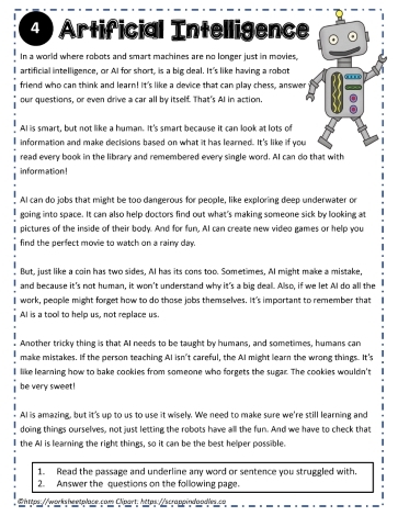 Worksheet featuring a reading passage about video games for fifth graders
