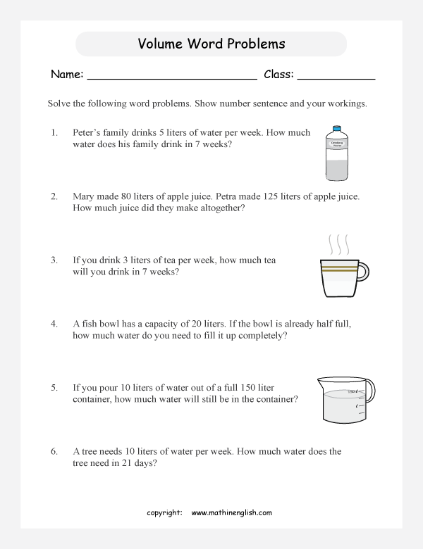 Base, Volume, and Word Problems, Oh My! - Worksheet for Fifth Grade Earth and Space Science Worksheet featuring five word problems on calculating volume using geometry skills