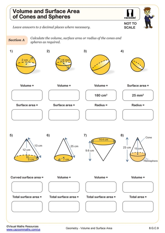Fifth grade math worksheet featuring five volume word problems for students to solve