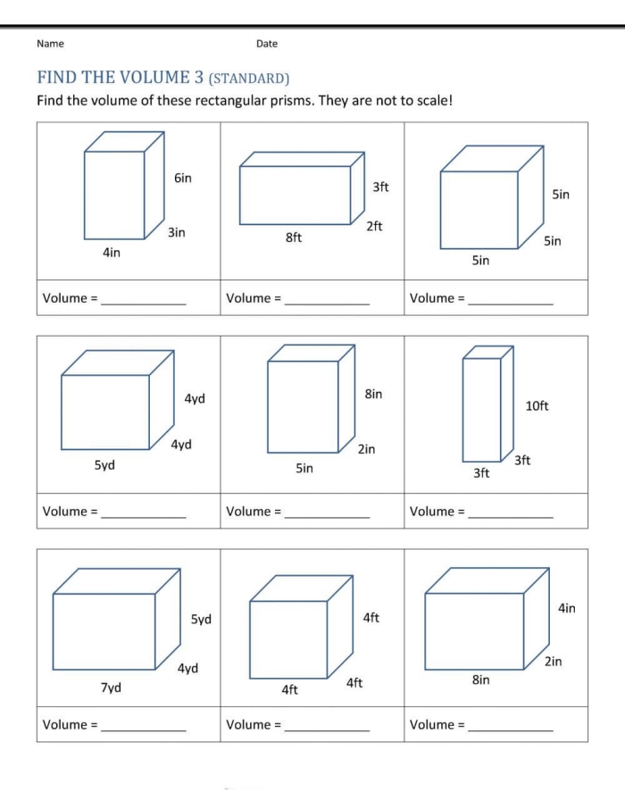 Base, Volume, and Word Problems, Oh My! worksheet image 22 Worksheet featuring geometry word problems on volume for fifth graders