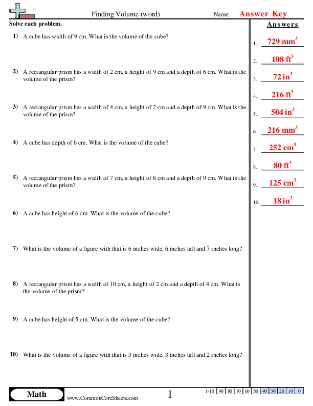 Base, Volume, and Word Problems, Oh My! worksheet image 14 Worksheet featuring base and volume word problems for fifth graders