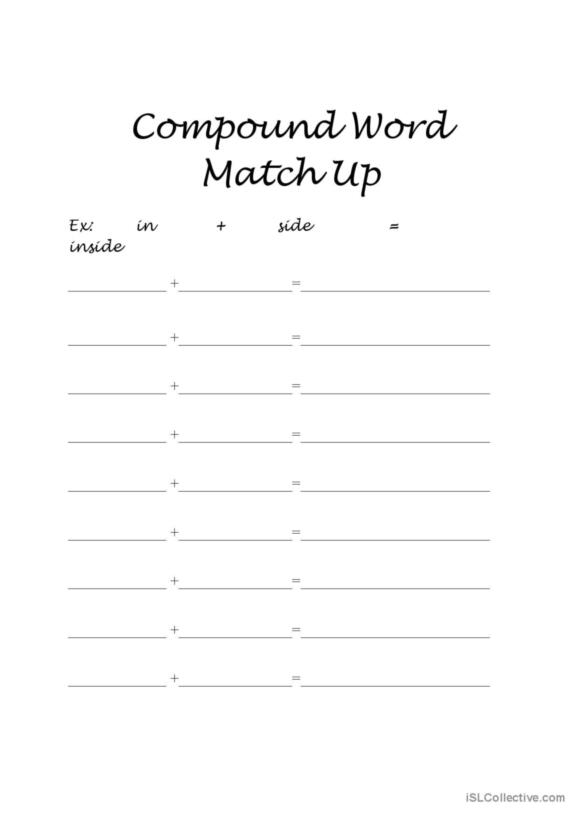 Pairing Up Words Activity 16 for Teaching Contractions and Compound Words Fifth grade language arts worksheet showing exercises for combining words into contractions and hyphenated compound words with practice problems