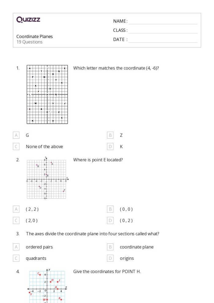 Fifth grade student solving coordinate plane word problems on a graph worksheet