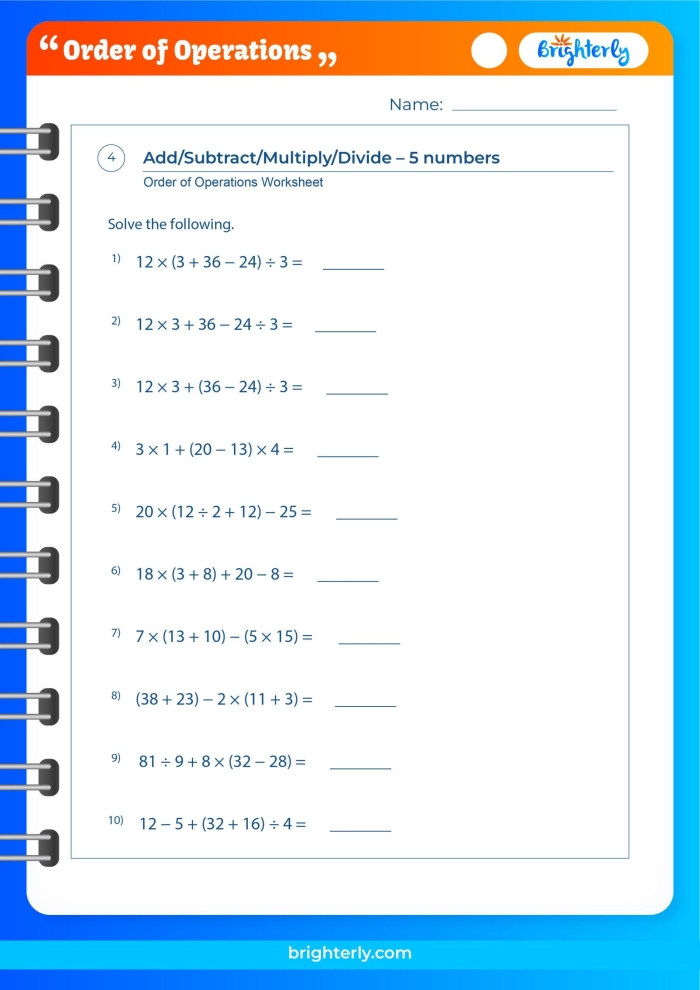 Order of Operations with Fractions Worksheet for Fifth Grade Number 20 Fifth grade student completing a math worksheet focused on order of operations with fractions