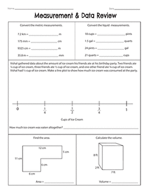 Measurement and Data Review Worksheet Addition Grade 5 Number 10 Fifth grade students working on a Measurement and Data Review worksheet featuring addition problems