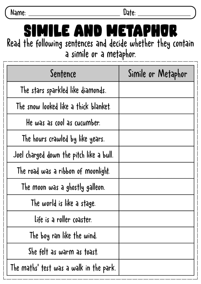 Worksheet featuring a maze of summer similes for figurative language practice in fourth grade