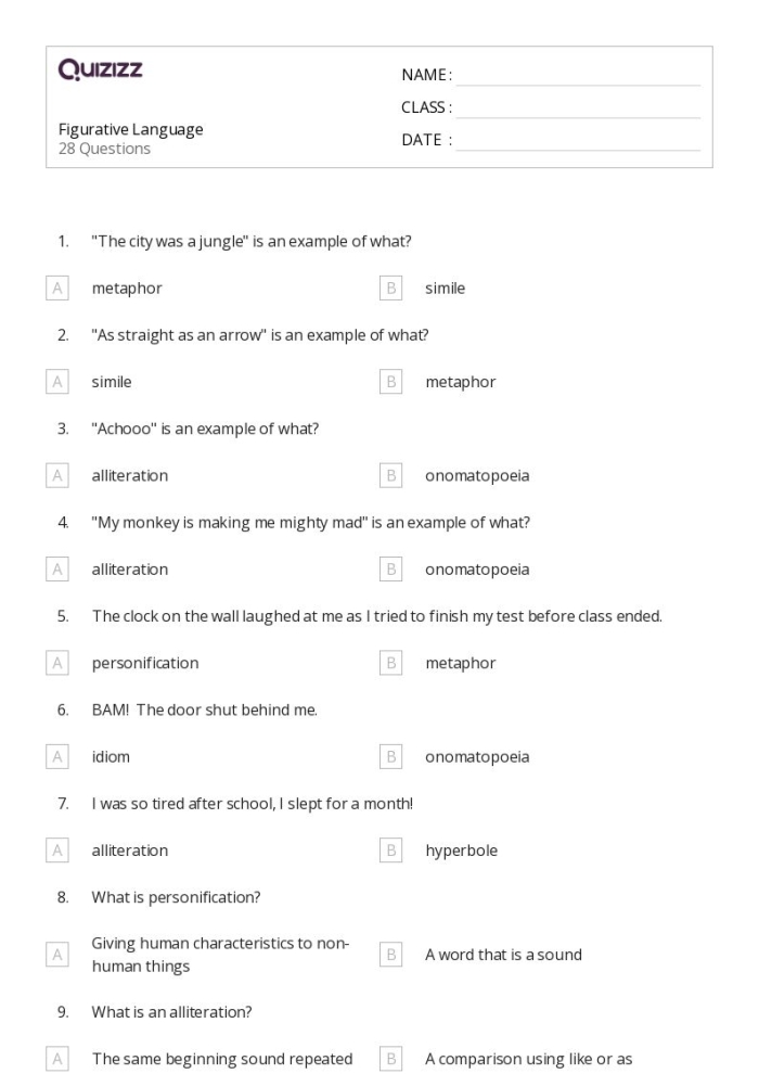 Making Sense of Figurative Language 1 Worksheet Page 12 Third grade student identifying the meaning of figurative language with context clues worksheet 12