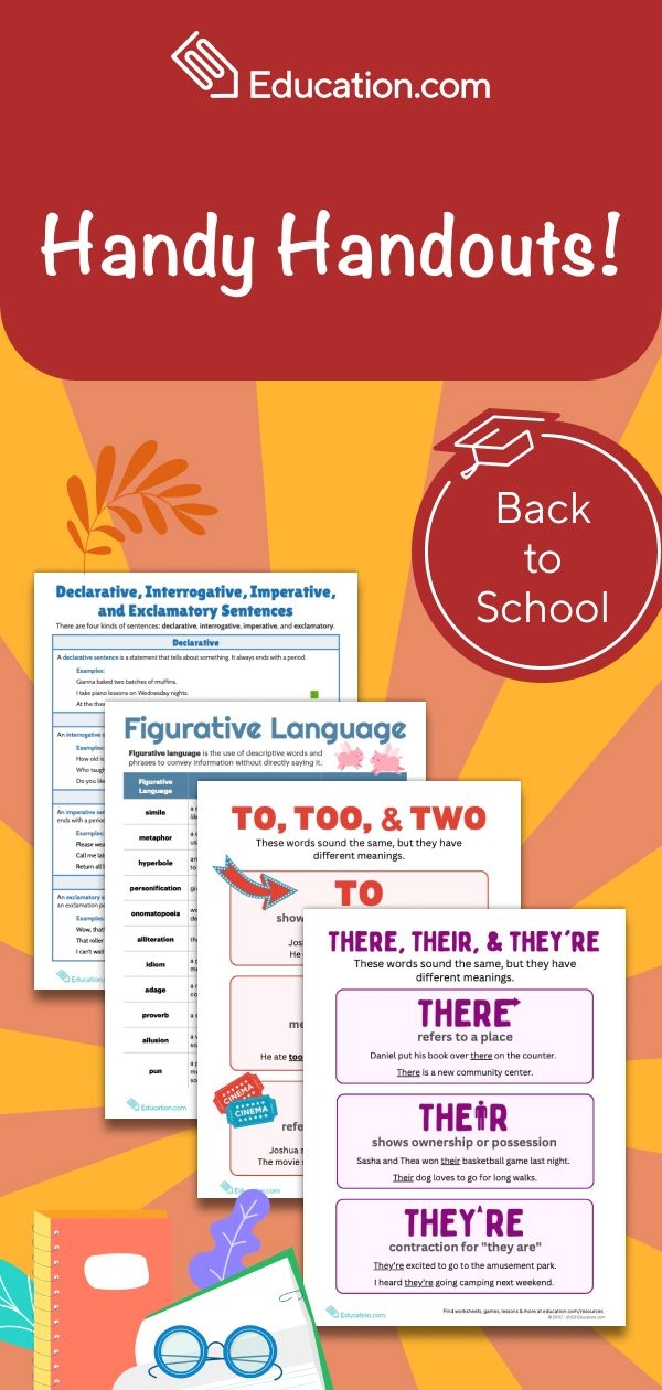 Figurative Language Handout worksheet designed for fifth graders to enhance their understanding of key concepts. Educational resource image for a figurative language worksheet aimed at fifth-grade students.
