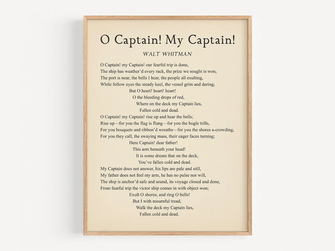 Seventh grade reading comprehension worksheet focused on analyzing figurative language in Walt Whitman poem O Captain My Captain image 13
