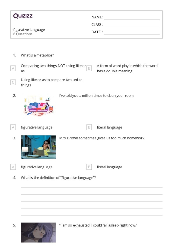 Making Sense of Figurative Language 2 Worksheet 18 Third grade students practice identifying similes in nine sentences on this grammar worksheet