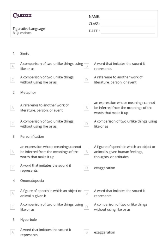 Making Sense of Figurative Language 2 Simile Practice Worksheet 9 Third grade student worksheet focusing on identifying and interpreting similes in nine practice sentences