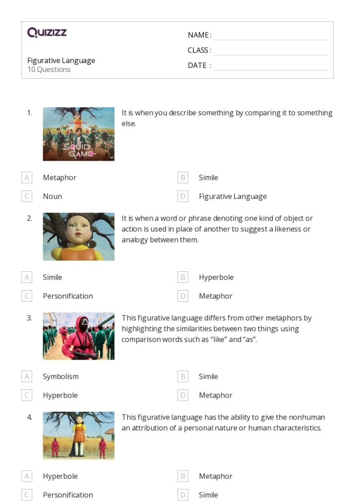 Making Sense of Figurative Language 1 Worksheet Activity 13 Third grade student analyzing context clues to define figurative language phrases on worksheet number thirteen
