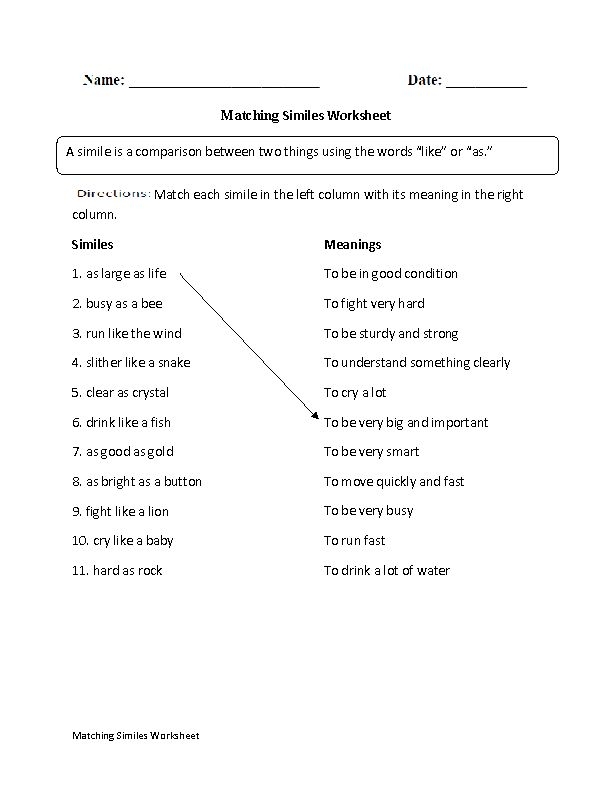 Third grade students engaged in a Figurative Language Practice worksheet focusing on similes, metaphors, and personification. Worksheet image 23 showcasing interactive learning in reading comprehension.
