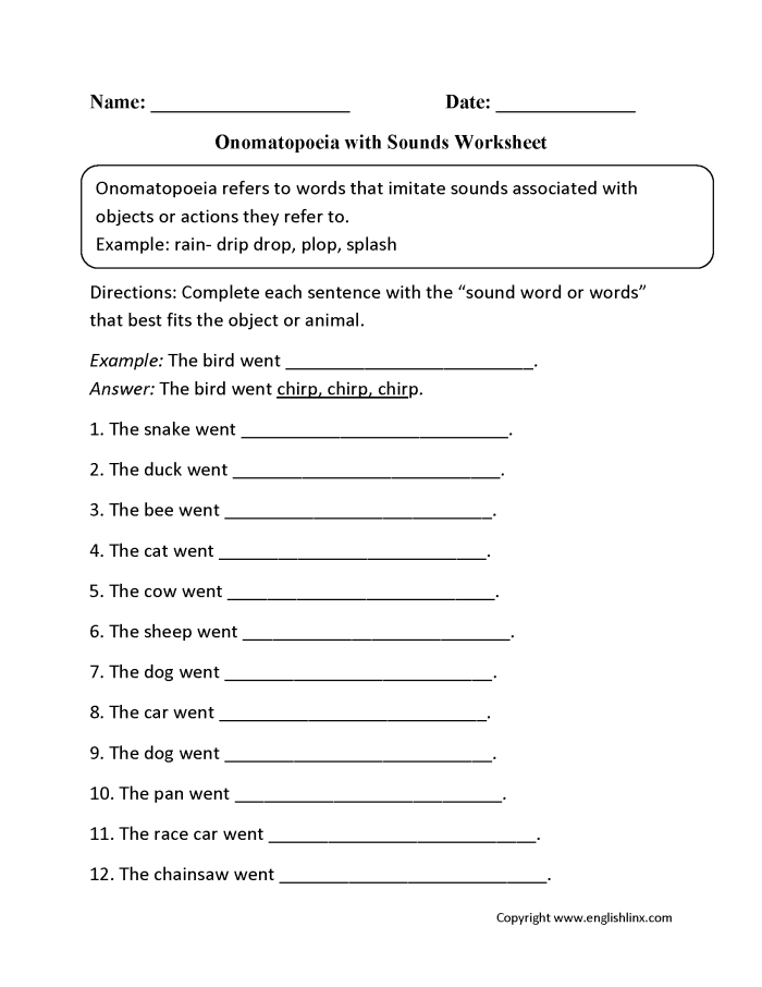 Colorful worksheet introducing eight types of figurative language for fifth graders