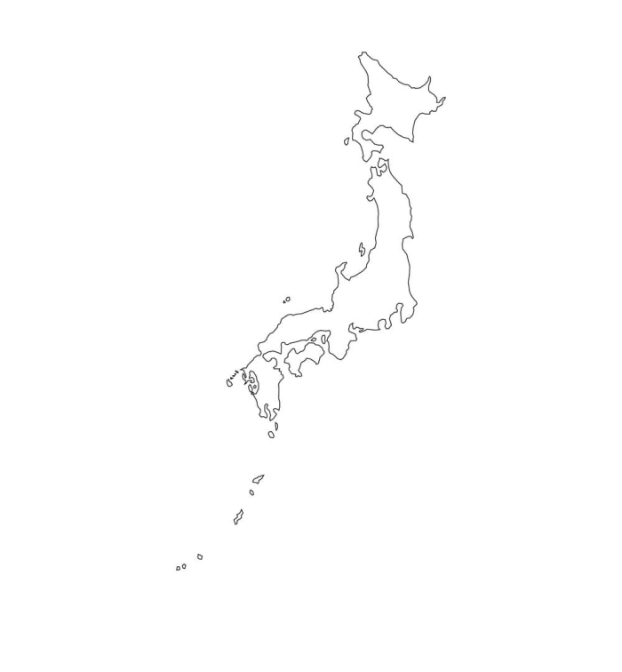 Fill-in-the-blank map of Japan for educational use in geography lessons