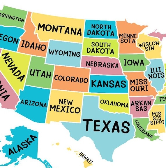 Engaging U.S. Map With Capitals worksheet for students to test their knowledge Fill-in-the-blanks U.S. map highlighting state capitals for fifth graders