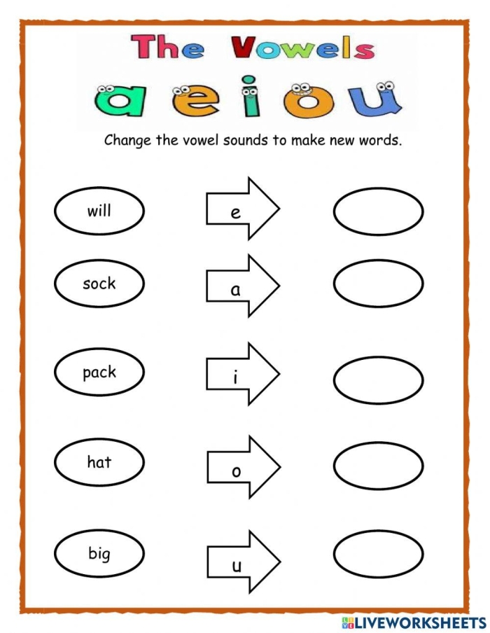 Reading and spelling practice for words ending with a final /e/ Worksheet featuring final /e/ vowel sound exercises for third graders