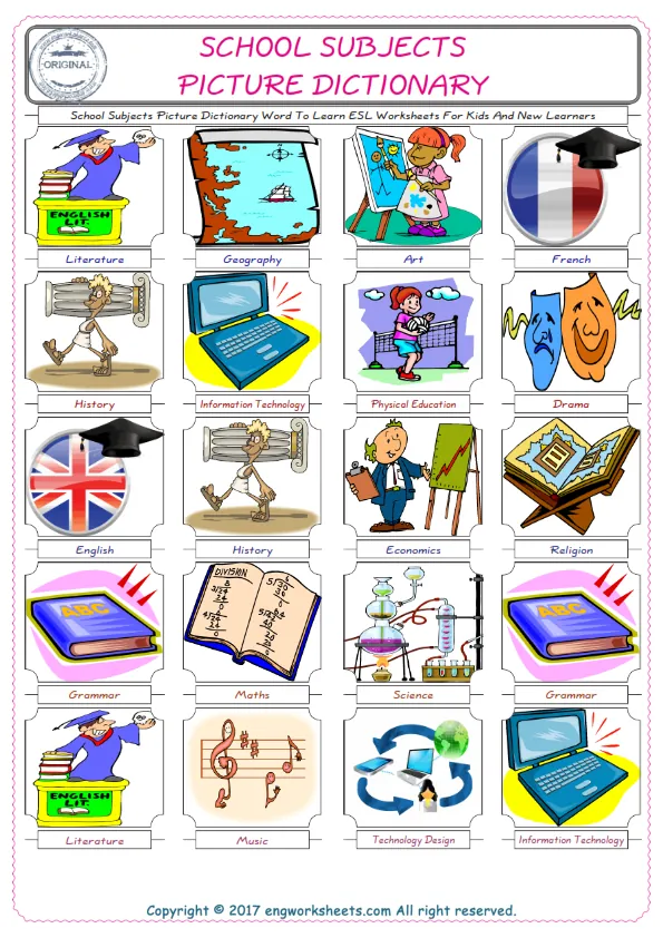 Pre-K worksheet featuring a classroom scene where children identify and circle various school supplies