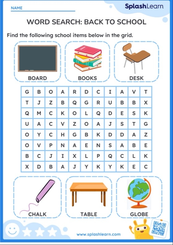 Find and Circle the School Objects worksheet for Pre-K geometry practice 23