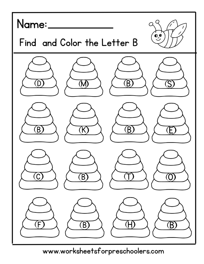 Find the Letter B Uppercase Worksheet 12 Pre-K worksheet page featuring a friendly bear helping students identify and circle uppercase B letters