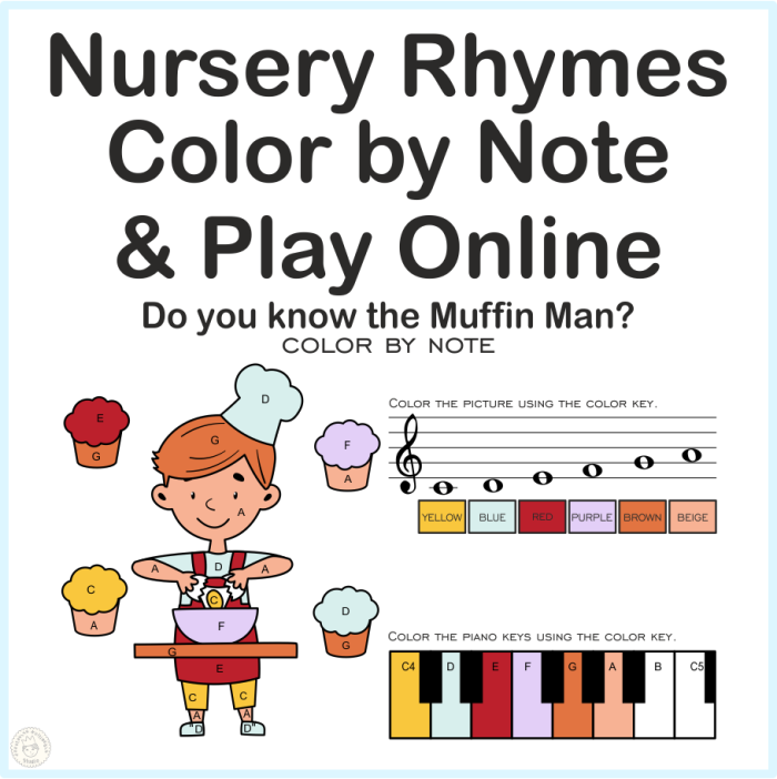 Pre-K worksheet page featuring the Muffin Man nursery rhyme for children to identify and count the letter M