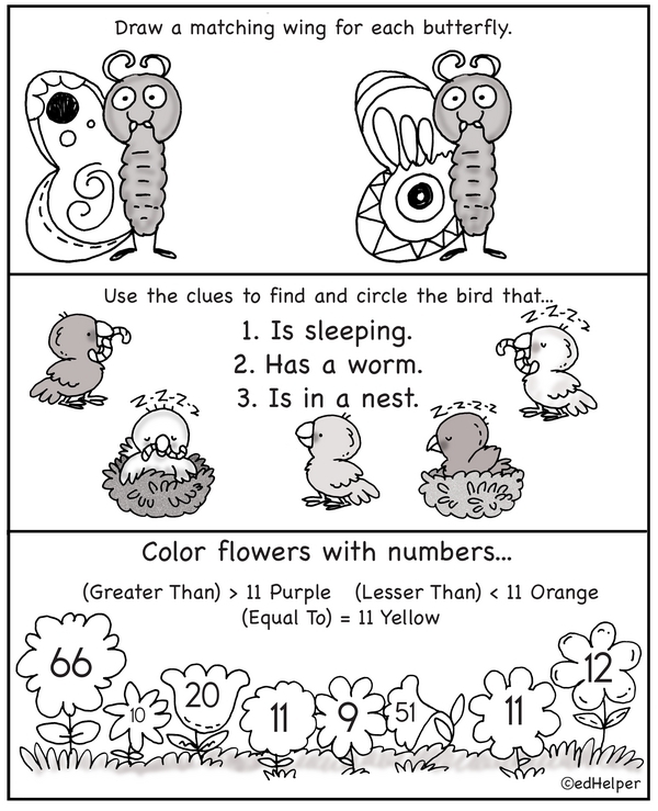 Illustration of a reading comprehension worksheet focused on butterflies and their predator avoidance strategies for third graders