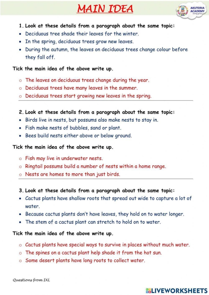 Children engaging with the Find the Main Idea: Native American Foods worksheet