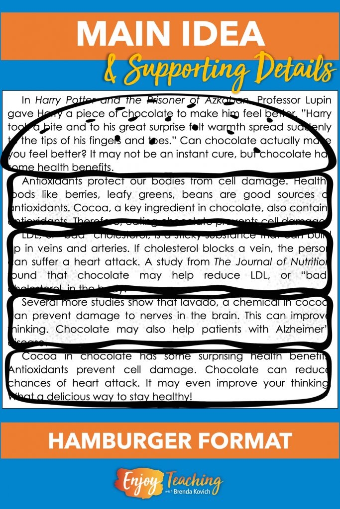Worksheet for identifying the main idea about Native American foods for fourth graders