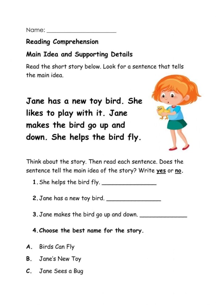 Worksheet for students to discover the main idea about sharks in a fun activity