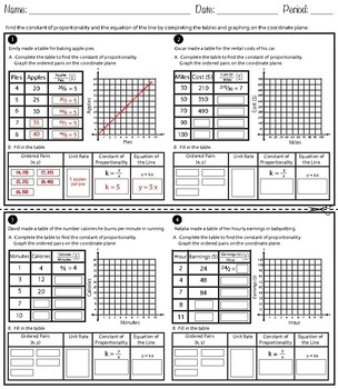Finding the Constant of Proportionality From Graphs Worksheet 23 Seventh grade math worksheet featuring practice problems to find the constant of proportionality from linear graphs
