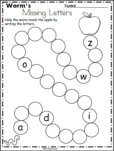 Find the Missing Letter worksheet designed for kindergarten reading practice