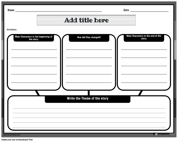 Find the Theme Flowchart worksheet for fourth grade grammar and mechanics lesson 23