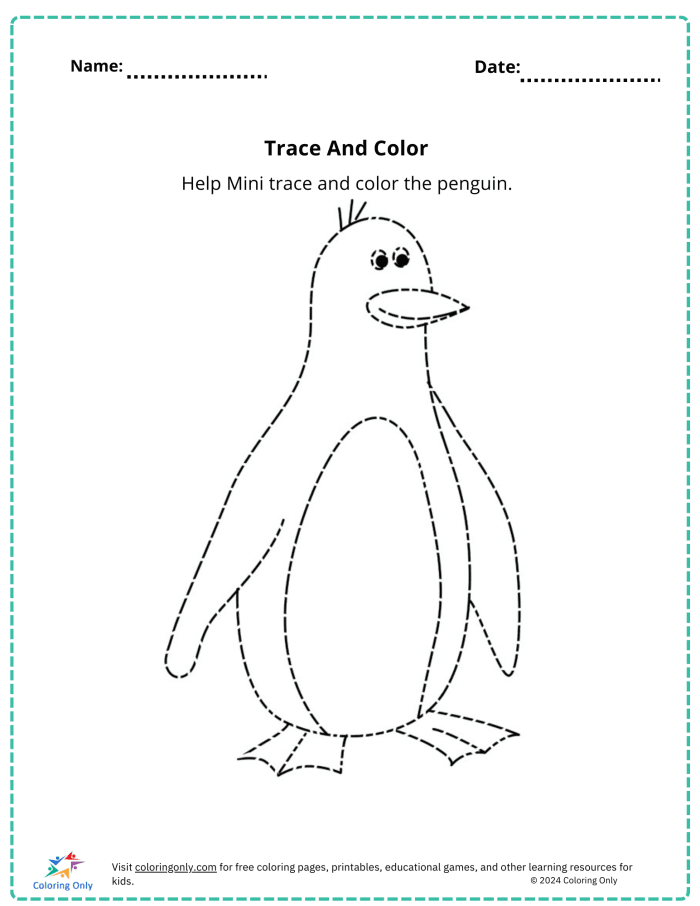 Children practicing fine motor skills by tracing and coloring various shapes on a worksheet
