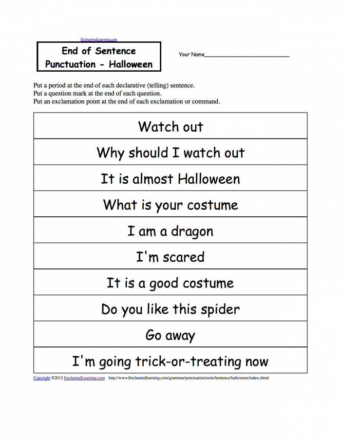 Finish That Sentence: Punctuation Practice for Pre-K Students Worksheet for kids to practice ending punctuation in sentences