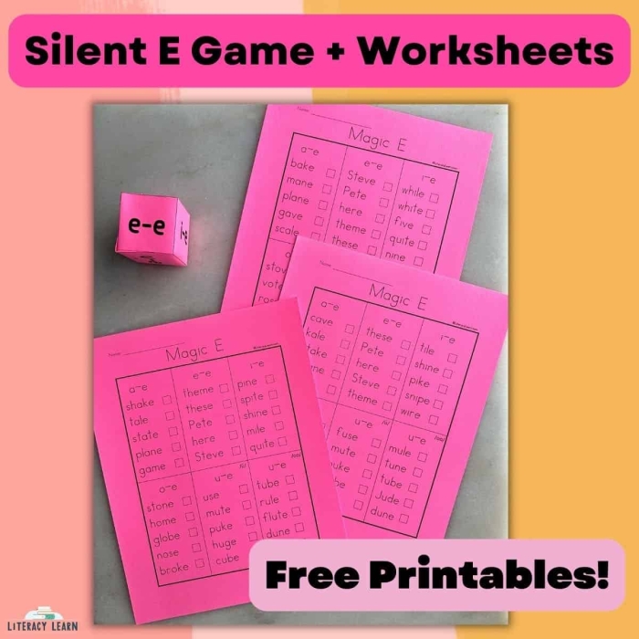 Engaging silent E worksheet for kindergarten spelling activities Kids practicing long vowel sounds with the Finish the Silent E Words worksheet