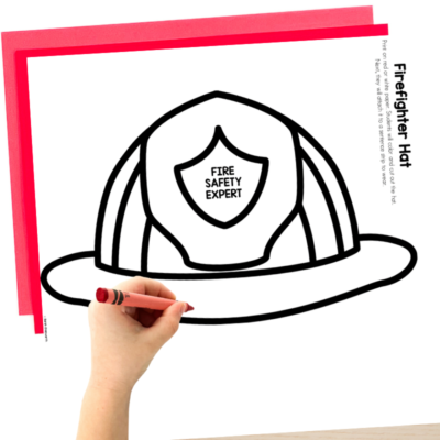 Firefighter hat coloring page for pre-k students to learn about community helpers