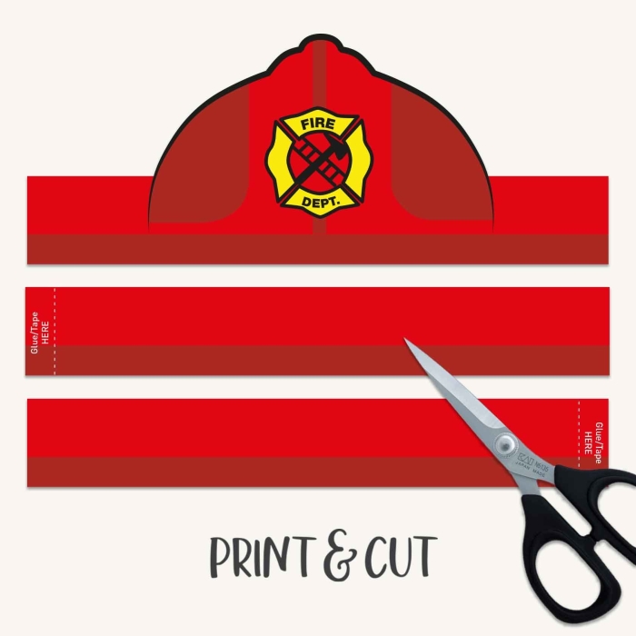 A simple firefighter hat coloring template for young children learning about community helpers