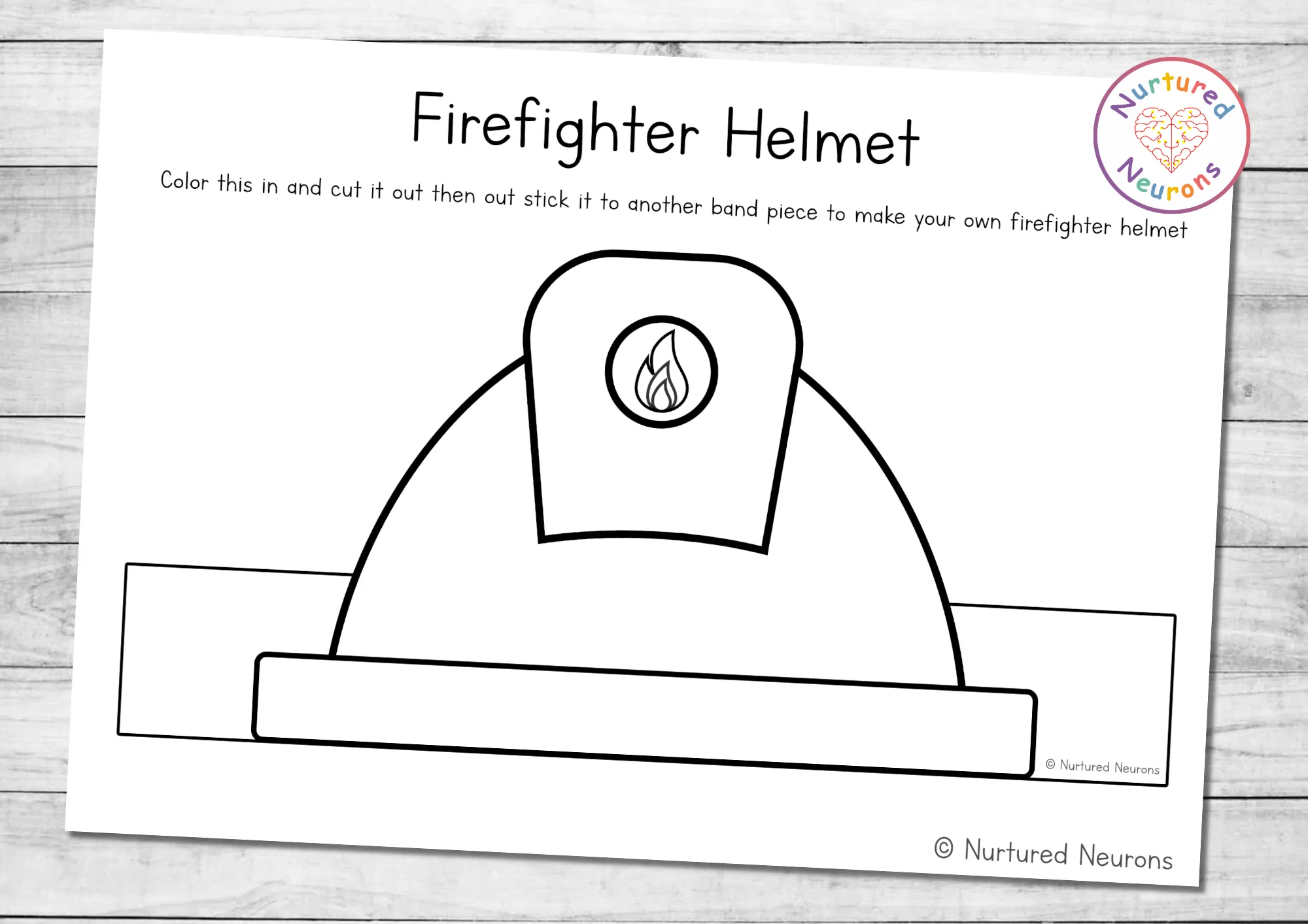 Colorable firefighter hat template for pre-k students worksheet 20