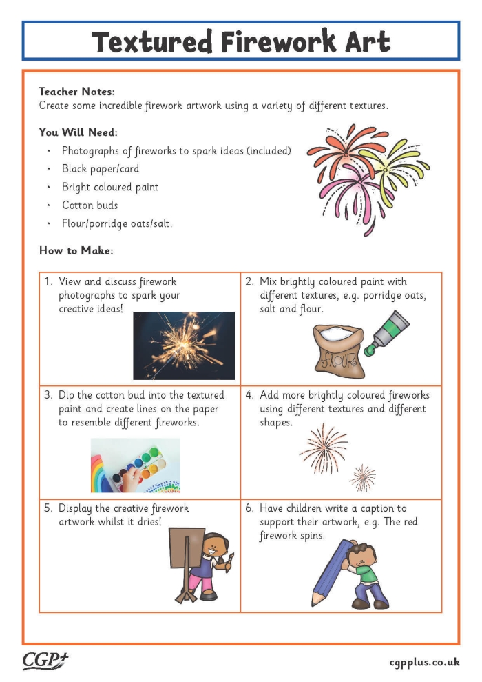 Third grade student reading a worksheet about the historical development of fireworks