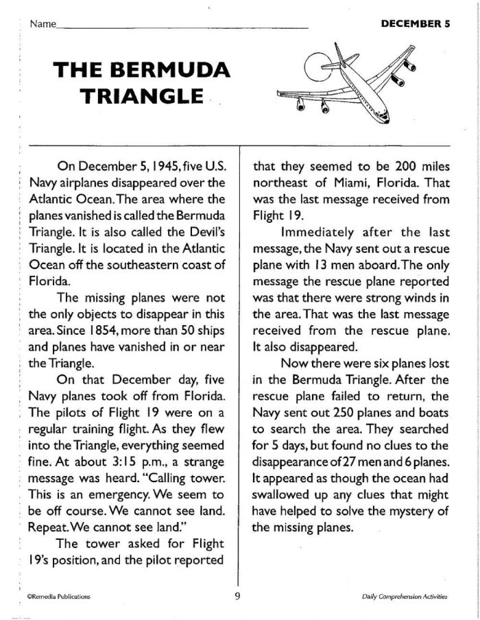 A sixth grade student reads a passage about a young boy experiencing his first hang gliding flight and answers comprehension questions