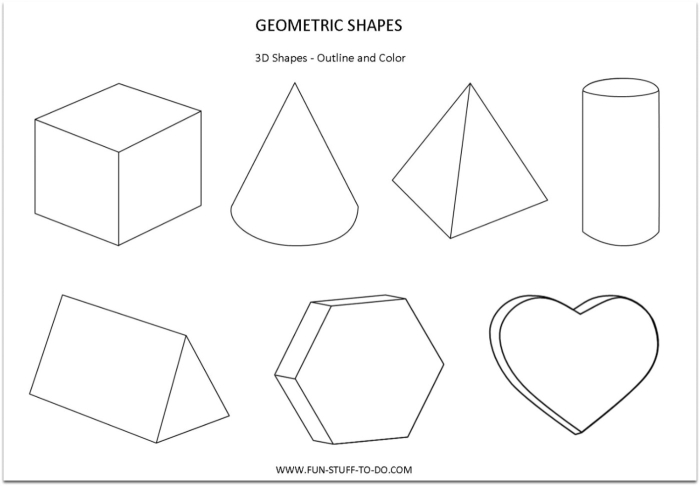3D Geometric Shapes worksheet for first graders to explore real-world 3D shapes