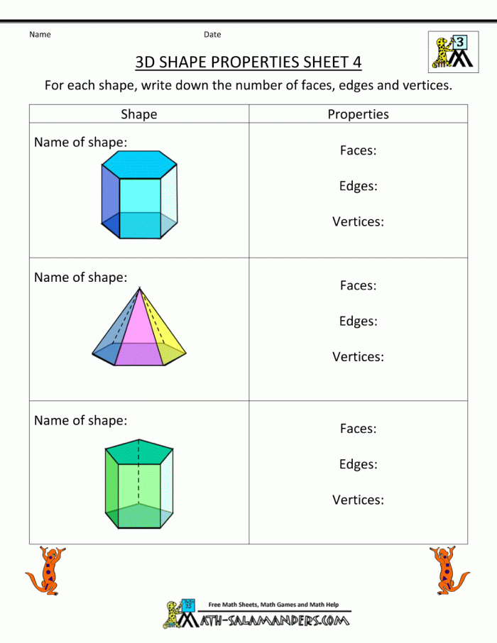 3D geometric shapes worksheet for first graders exploring shapes in their environment