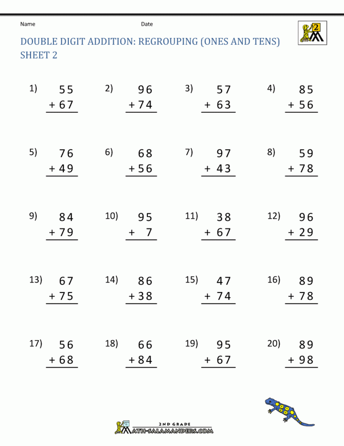 Practice adding and subtracting numbers with this engaging worksheet for young learners First grade addition and subtraction worksheet featuring double-digit math problems