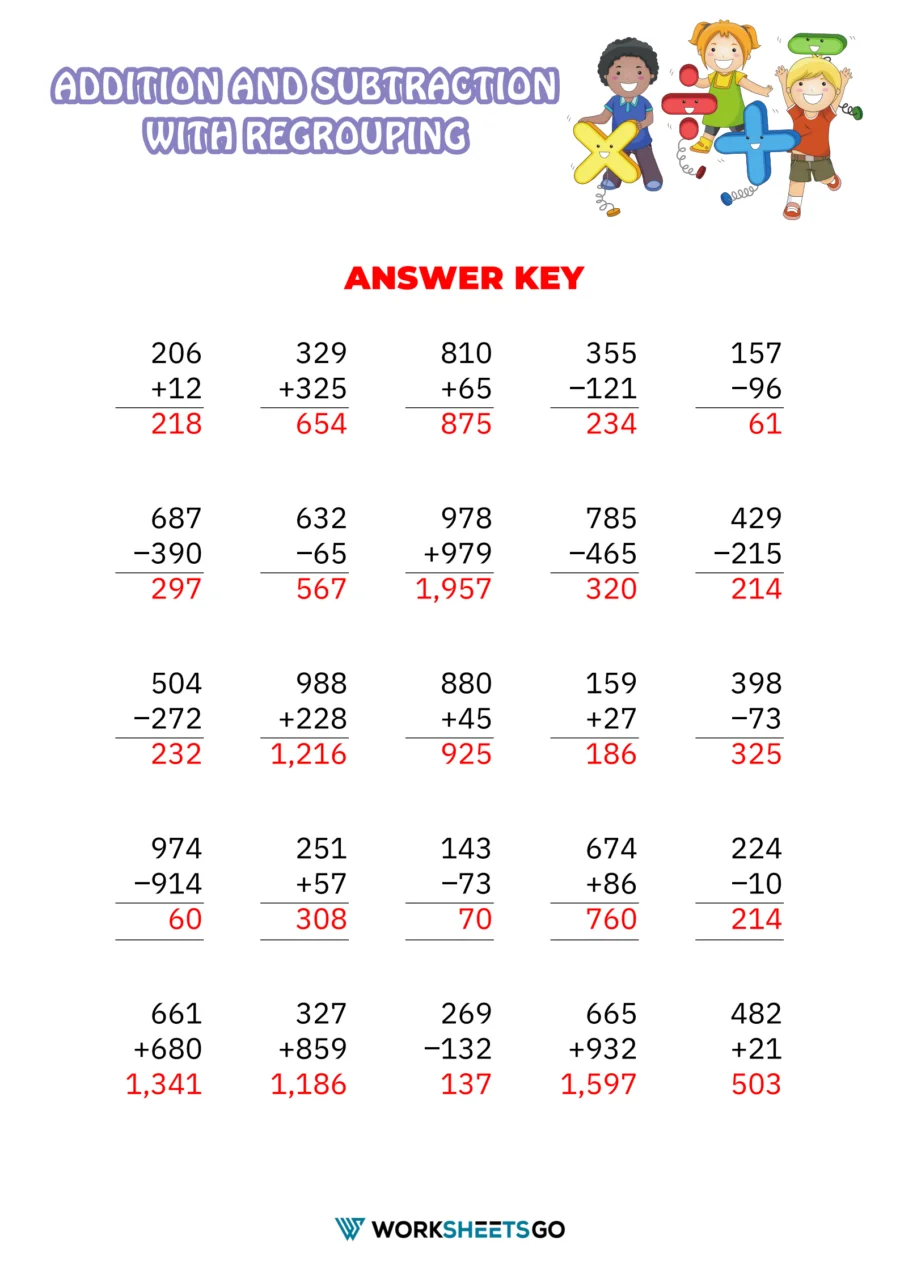 Practice adding and subtracting with this engaging math activity sheet Double-digit addition and subtraction worksheet for first graders