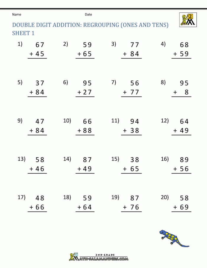 Adding Two Practice Worksheet Five for First Grade Math First grade student worksheet for practicing addition by adding two to numbers up to ten