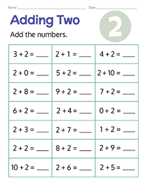 Fun addition worksheet for students to enhance their math skills Worksheet for first graders practicing adding 2 to numbers up to 10