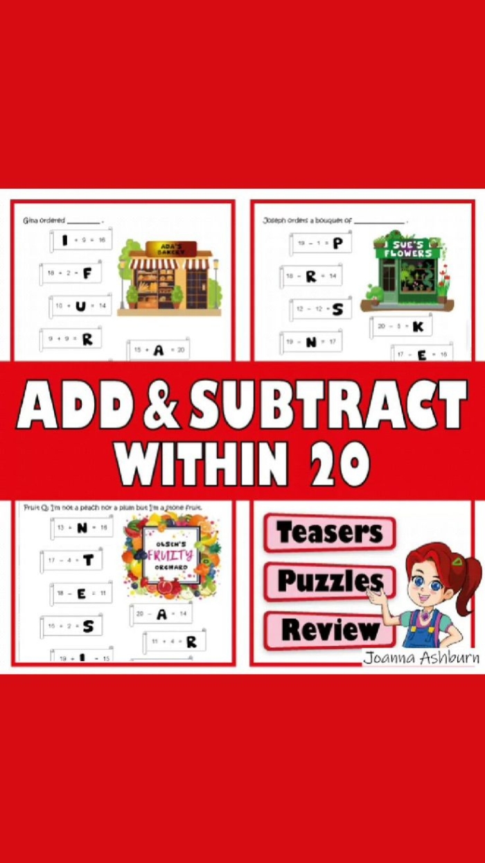 First grade student solving addition problems with sums up to 20 on an assessment worksheet