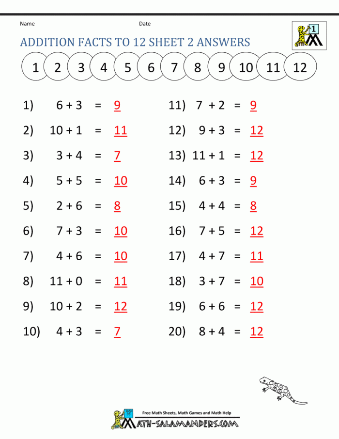 First grade addition to 20 check-in worksheet for assessing student math progress